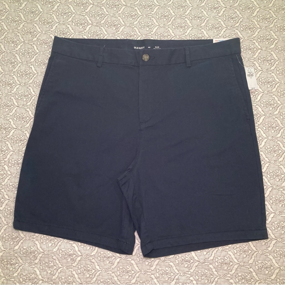 Old Navy Men's Slim Built-in flex Dark Blue Flat Front Shorts